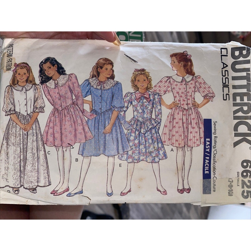 Vintage 1988 Butterick Girls Dress Pattern 6625 Size 7-10 Cut & Complete